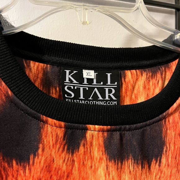 Killstar- size XL- black/orange pullover top with MEOW on it. EUC. - Picture 2 of 5